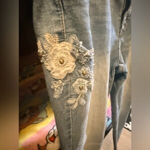 Code Bleu Denim with Cream Floral Accents